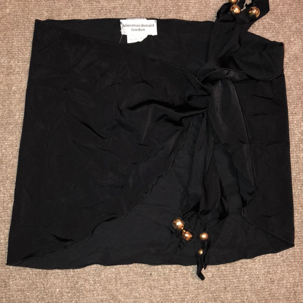 Black swim wrap with gold beads